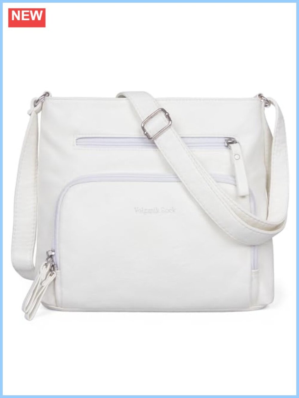 Vegan Leather Crossbody Purse Medium Satchel Adjustable Strap Multiple Pockets